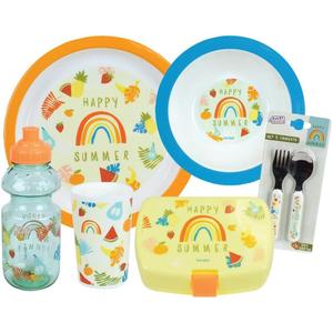 006366-fun-house-fruity-s-glass-dinner-set-soup-plate-dinner-plate-bottle-snack-box-2-utensils-multicolor-one-size