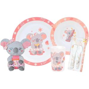 006367-crockery-set-glass-plate-soup-plate-2-place-settings-and-a-child-s-cuddly-toy-fun-house-mimi-koala-grey-rose-one-size